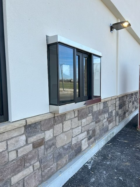 Drive thru window glass installation